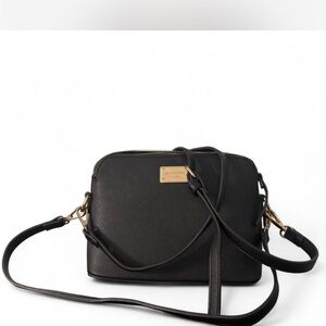 Michael Kors Black Dome Crossbody Bag with Gold Accents